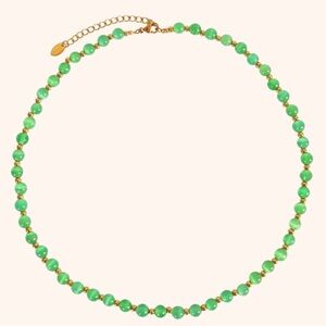 The Elba Elegant Green and Gold Beaded Necklace